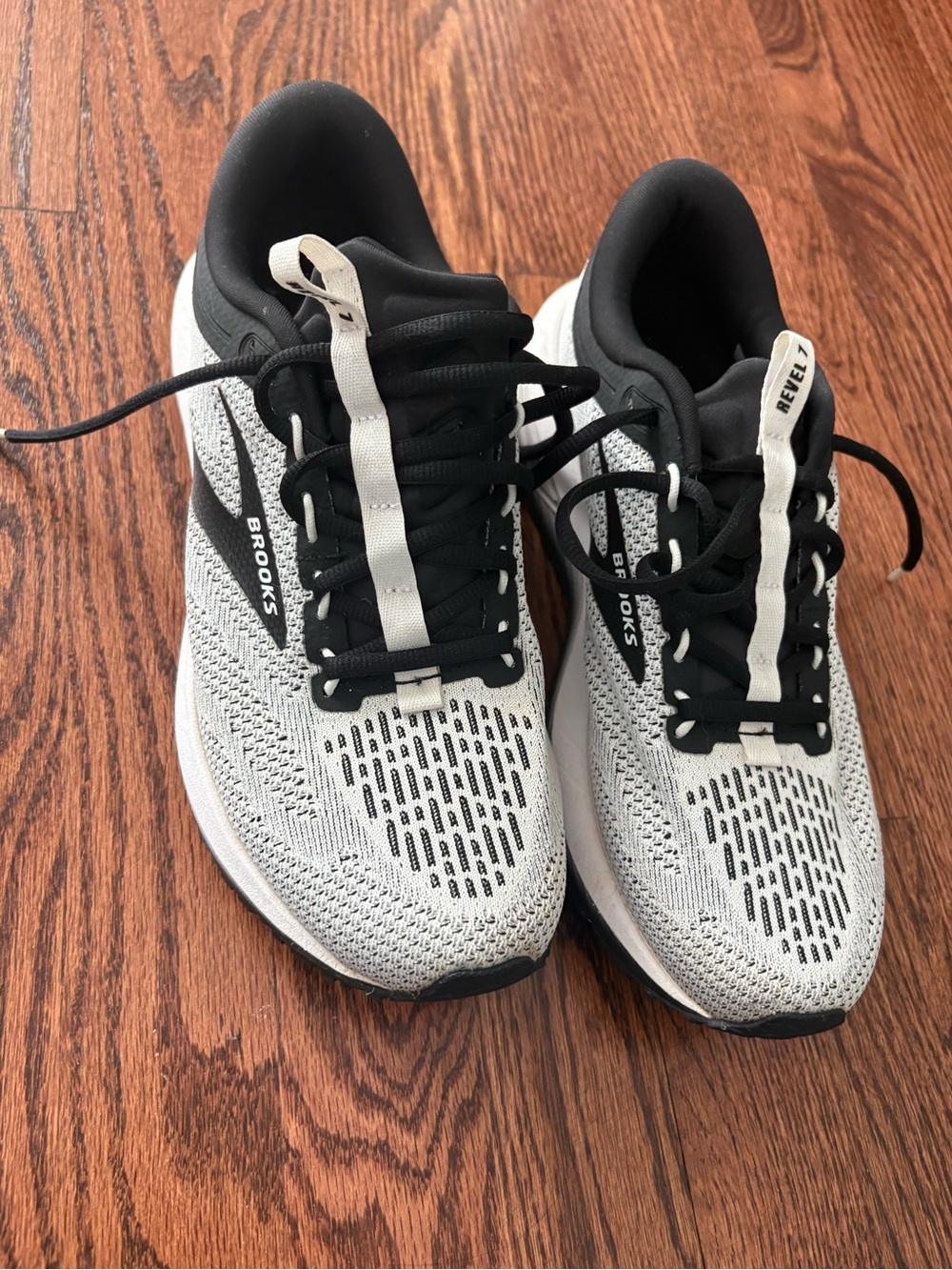 Brooks Black and White Knit Running Sneakers